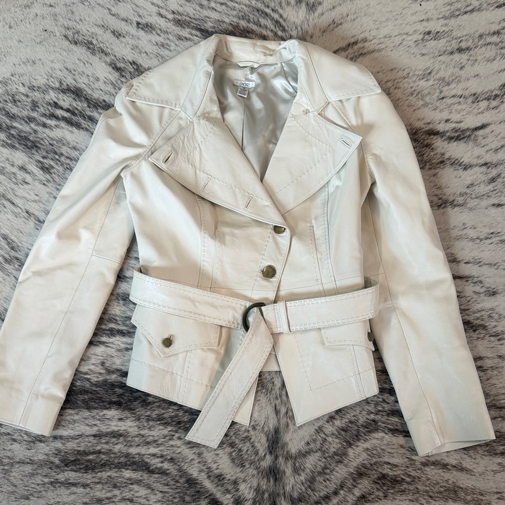 Cache White Leather Jacket  only worn few times .. x very soft leather